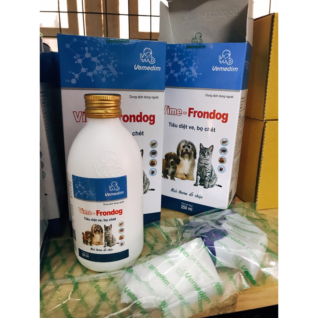 Vime Frondog Vemedim 250ml Thuốc xịt trị ve rận bọ chét trên thú cưng chó mèo