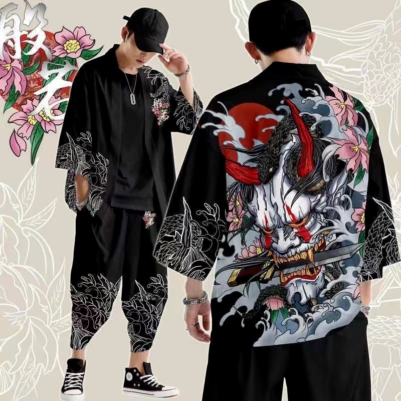 Áo Khoác Kimono Nhật Bản In Hình Yukata Cho Nam