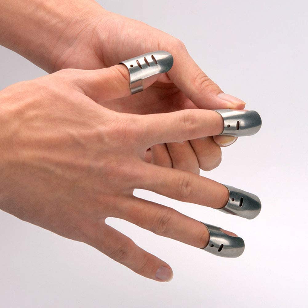 Set 4 Dụng Cụ Đeo Bảo Vệ Ngón Tay ANAEAT Bằng Thép Không Gỉ An Toàn Khi Dùng Dao