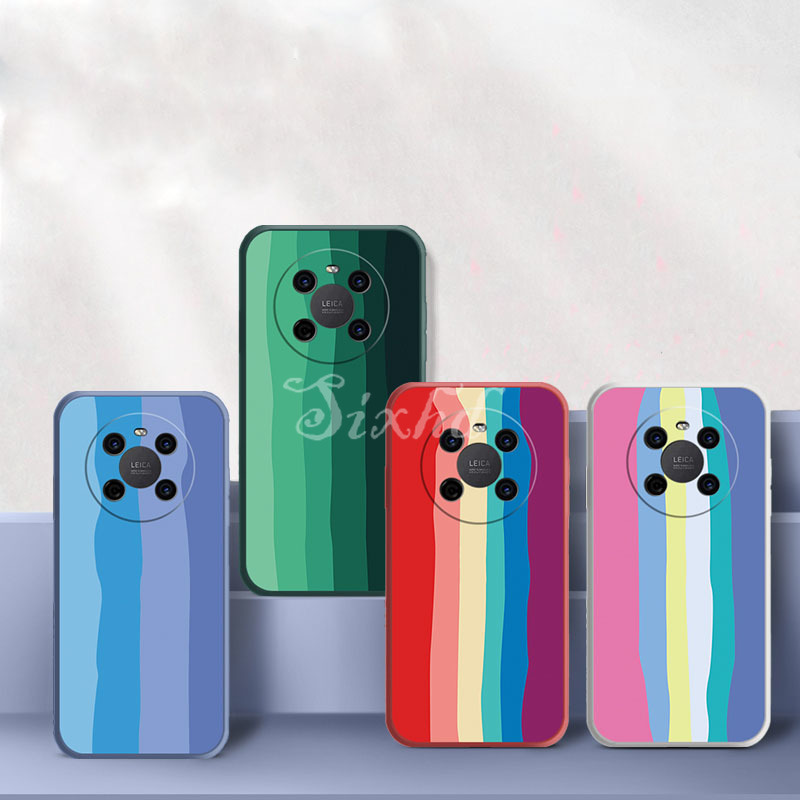 Ready Stock Huawei P40 P30 P20 Pro Mate 40 30 Pro P20 Plus Phone Case 2020 Official Rainbow Watercolor Liquid Silicone Soft TPU Soft Shell Protective Anti-fall Back Cover