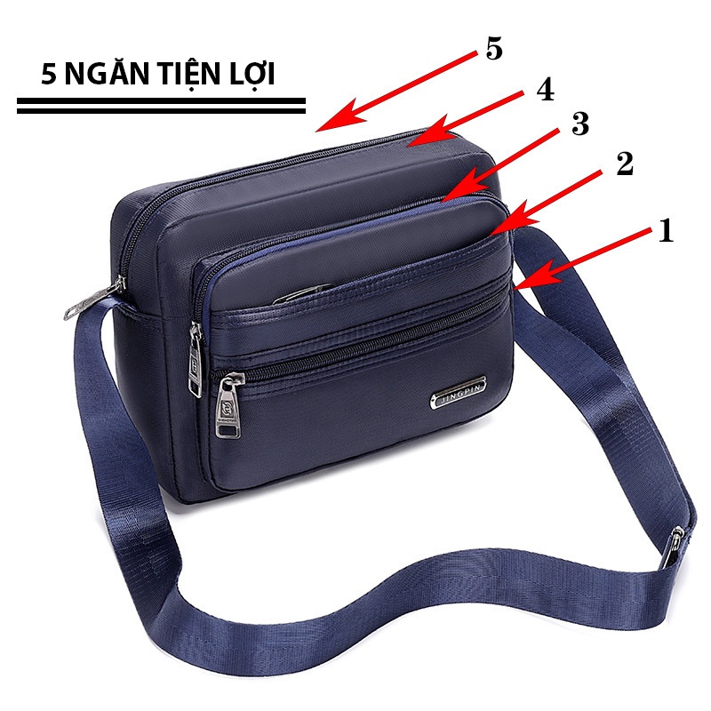 Túi đeo chéo nam nữ thời trang 5 ngăn đựng tiện lợi có thể đựng ipad, máy tính bảng, điện thoại, ví tiền chống thấm 2003