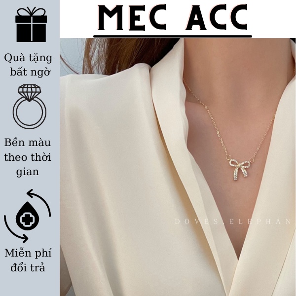 Dây Chuyền nữ mặt nơ Mec Acc Vòng Cổ Nữ Dáng Mảnh Mặt Nơ Hàn Quốc sang trọng cao cấp C14