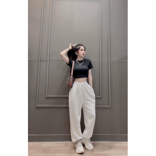 Sét áo croptop 5D+quần bom trắng TT12