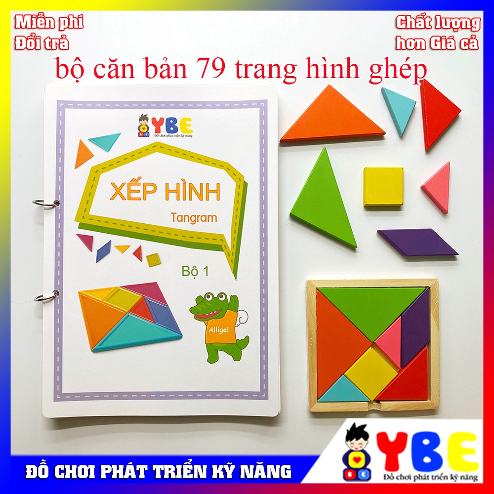 Đồ chơi cho bé phát triển sáng tạo tư duy logic với bộ xếp hình tangram bằng gỗ an toàn bổ ích phù hợp từ 2 tuổi trở lên