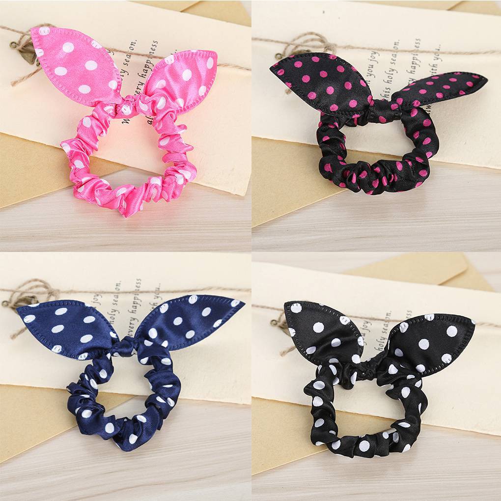Dây Buộc Tóc Co Giãn Họa Tiết Chấm Bi Xinh Xắn Cho Bé Gái