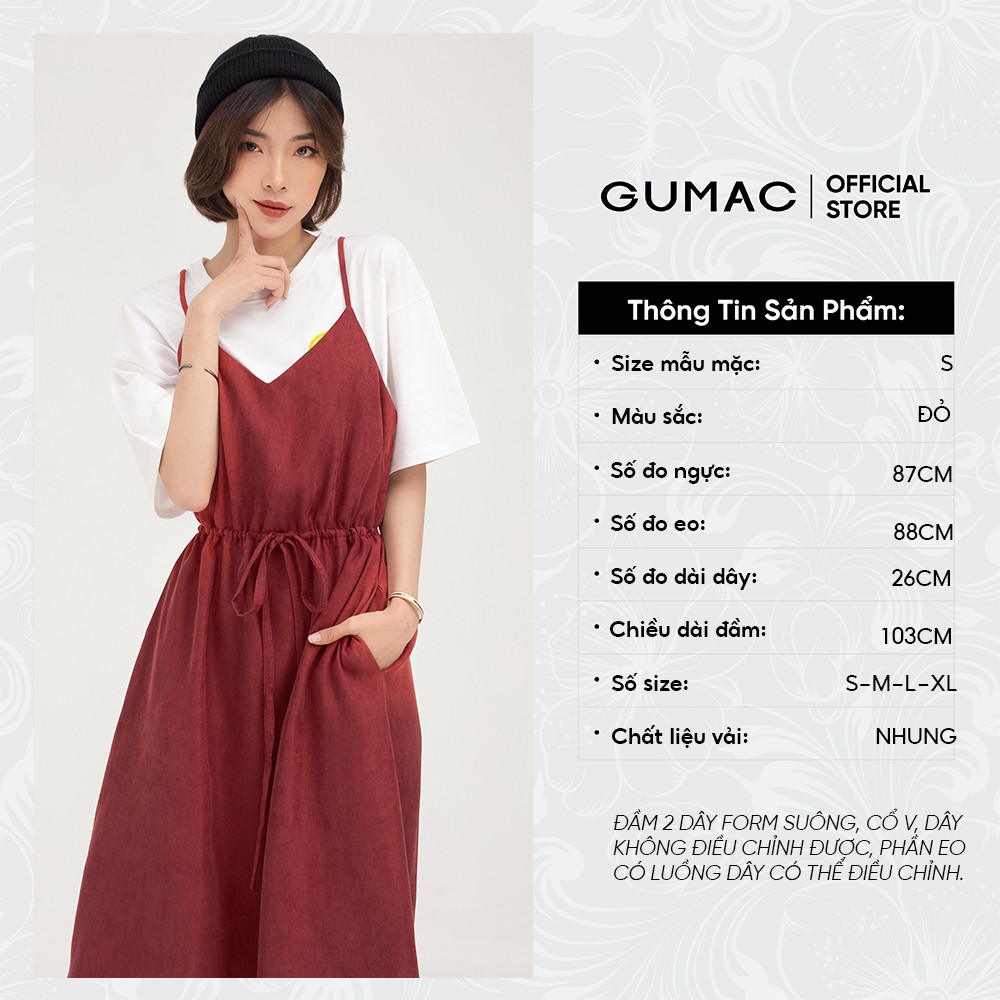Đầm 2 dây nữ luồn eo GUMAC phong cách hàn quốc, năng động nhiều màu DB422 [Không bao gồm áo thun] | BigBuy360 - bigbuy360.vn