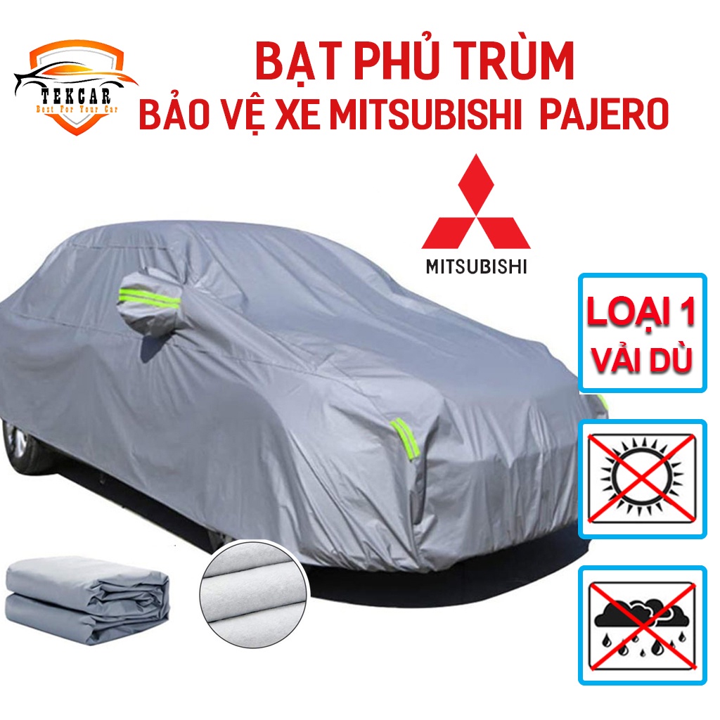 [PAJERO SPORT] Bạt vải dù phủ trùm kín bảo vệ xe ô tô SUV 7 chỗ cỡ to Mitsubishi Pajero áo bạc chùm phủ trùm vải dù