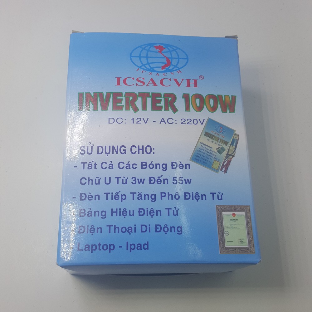 Bộ đảo điện 12v ra 220v công suất 100w (Xanh) PKGT002