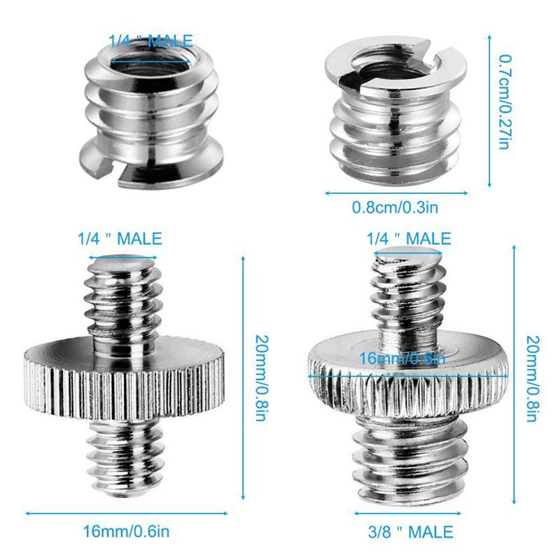 10 Pcs 1/4 and 3/8 inch Camera Screw Adapter Threaded Mount Set