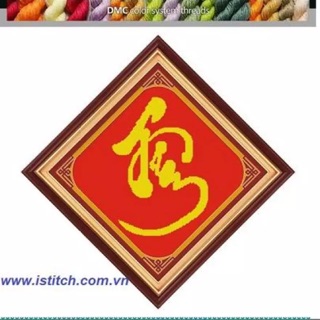 Tranh thêu chữ thập chữ TÂM  cm