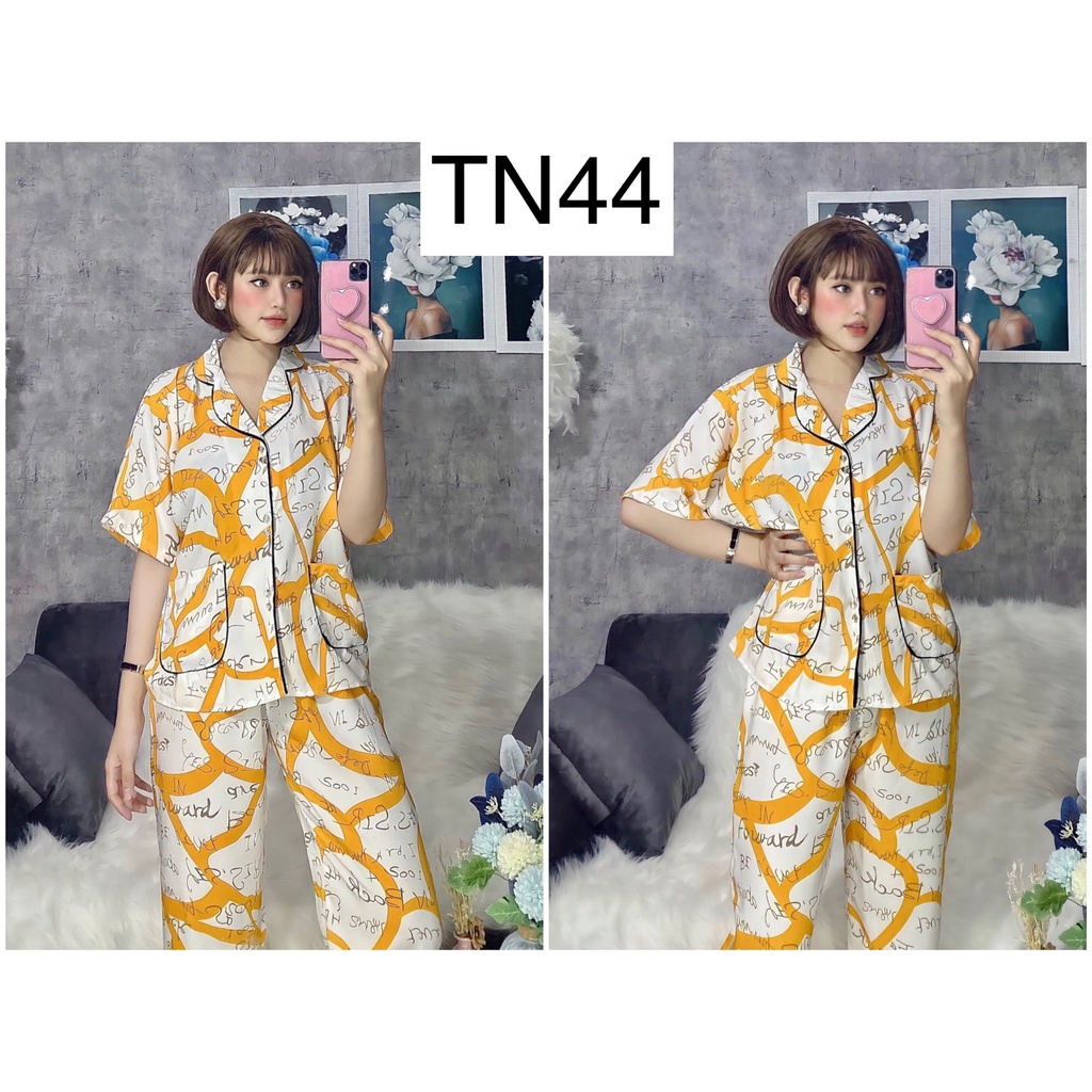 Set Pizama Nữ Mặc Nhà - Đồ Bộ Pijama Ngủ Đồ Bộ Ngủ Nữ Tay Ngắn Satin Cao Cấp Họa Tiết Hot Hit-Kèm Hình Thật Shop Chụp