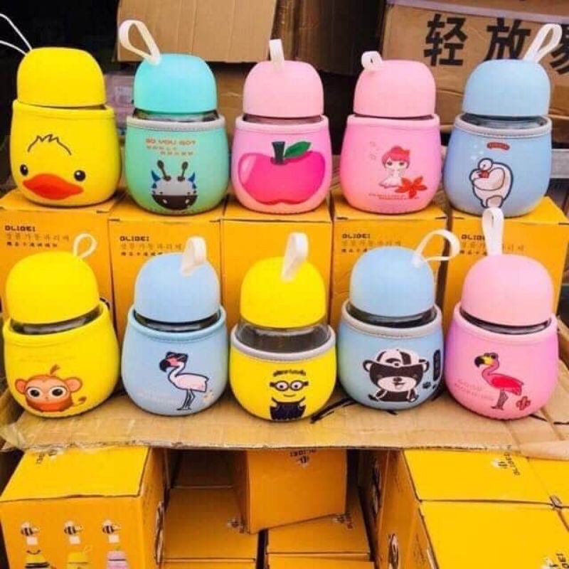 Bình ủ cháo giữ nhiệt bằng thủy tinh kèm dây treo 300ml tiện lợi