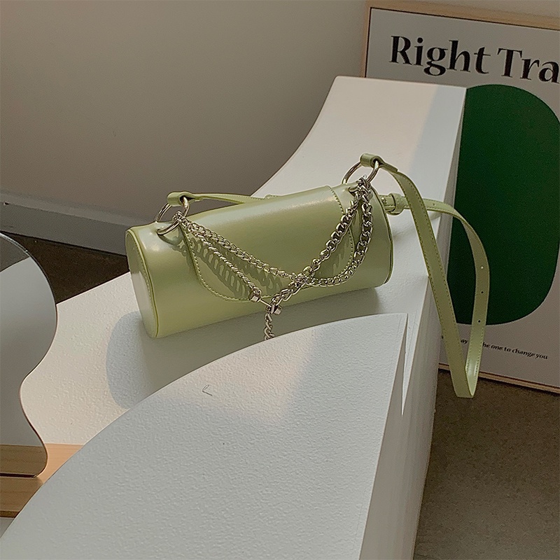 IELGY Túi Xách Đeo Chéo Hình Trụ Phối Dây Xích Phong Cách niche Ngọt Ngào Thời Trang Cho Nữ