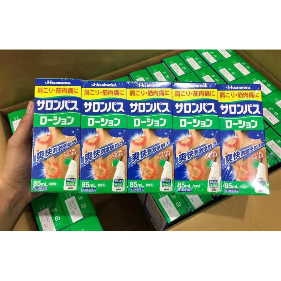 Dầu Nóng Xoa Bóp Salonpas Hisamitsu Chai Lăn Tiện Lợi Nhật Bản 85ml