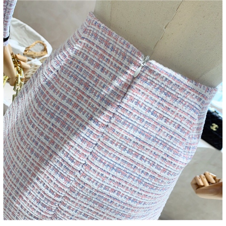 Sét Dạ Len Cổ Nhung Áo + Chân Váy 2 Màu Xanh/Hồng | Tomjune Shop D017