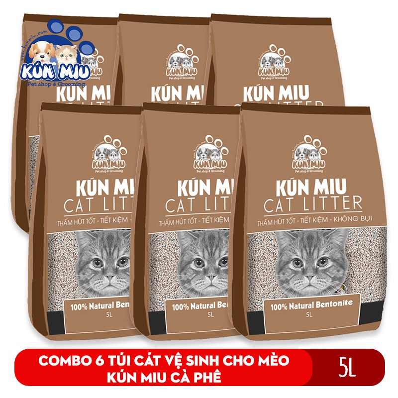 Cát vệ sinh cho mèo Kún Miu hương cà phê 5L