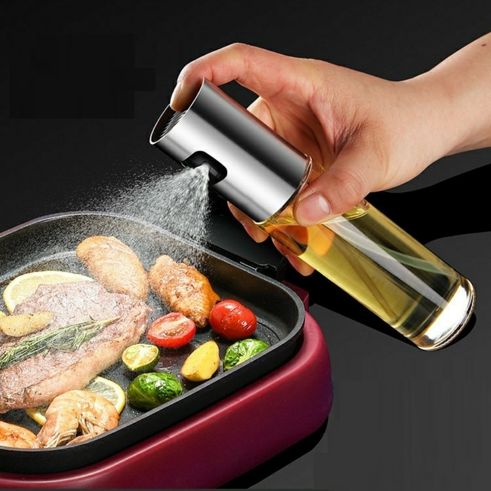 Bình xịt dầu ăn phun sương thủy tinh dùng cho món nướng, nồi chiên không dầu