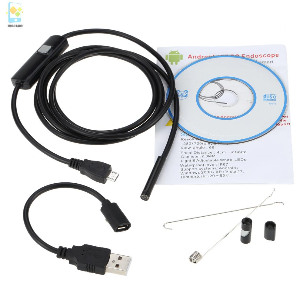 Camera Nội Soi Cầm Tay 5.5mm 1.5m 6 Bóng Led Điều Chỉnh Được 12 Giờ Cho Điện Thoại Android / Laptop