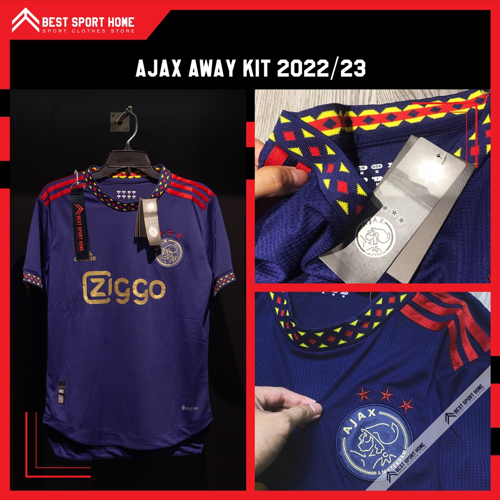 Set quần áo bóng đá Ajax sân khách 2022/23 - Vải Climacool màu xanh đen form Âu - In ấn tên số theo yêu cầu