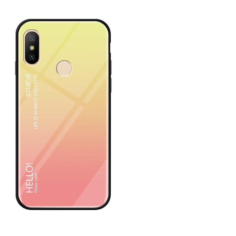 Ốp điện thoại mặt kính cường lục màu gradient cho Xiaomi Mi8SE