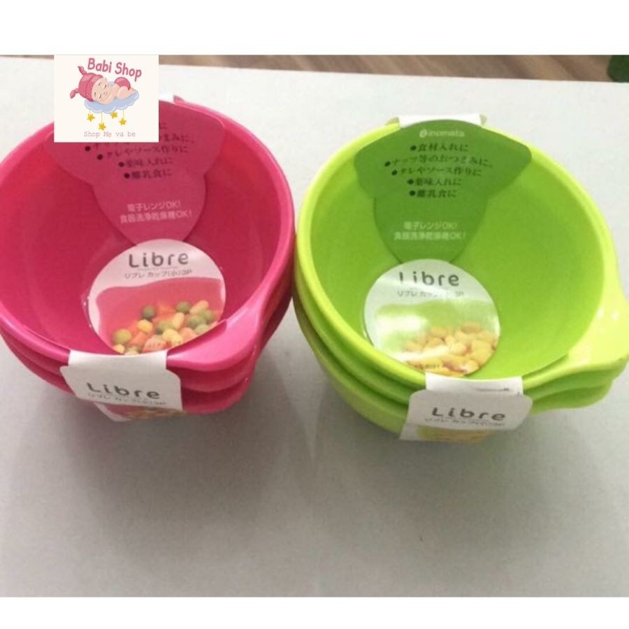 Bát ăn dặm cho bé, set 3 bộ bát ăn dặm nhựa nhỏ màu xanh màu hồng dung tích 173m