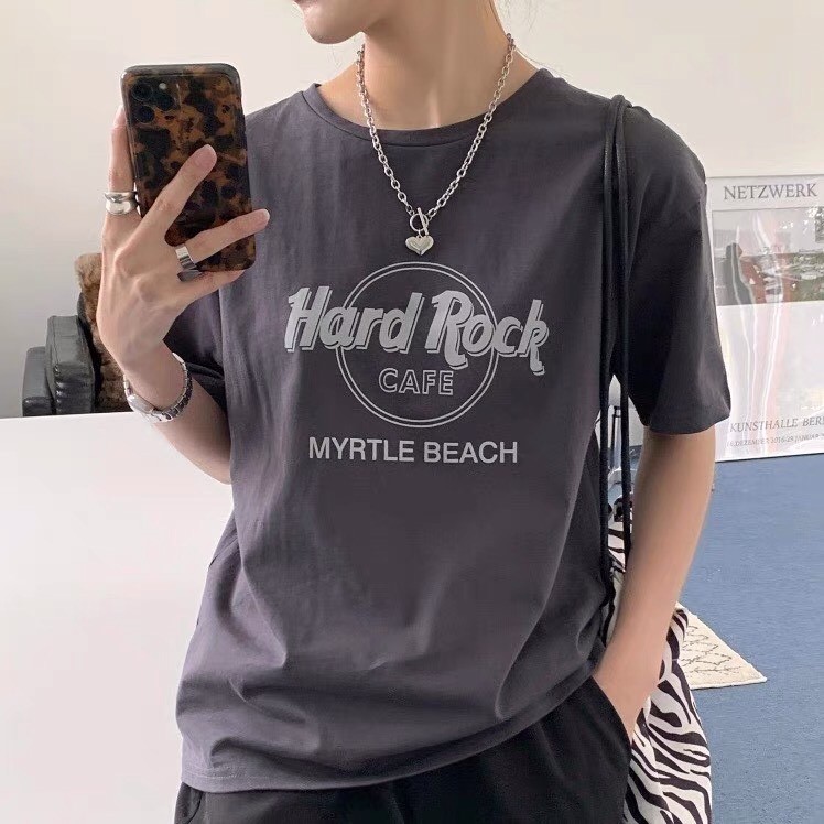 Áo thun form rộng in chữ Hard Rock, Xonxen shop chất cotton thoáng mát, mã 802383