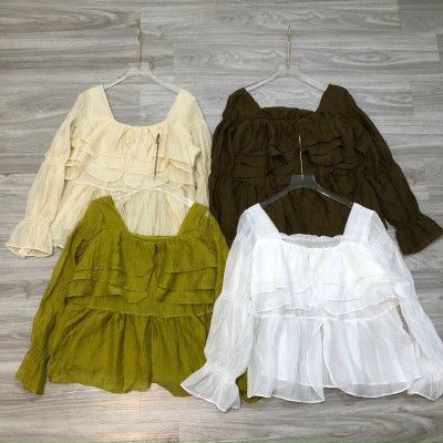 Áo tơ bèo cổ vuông nhiều màu xinh