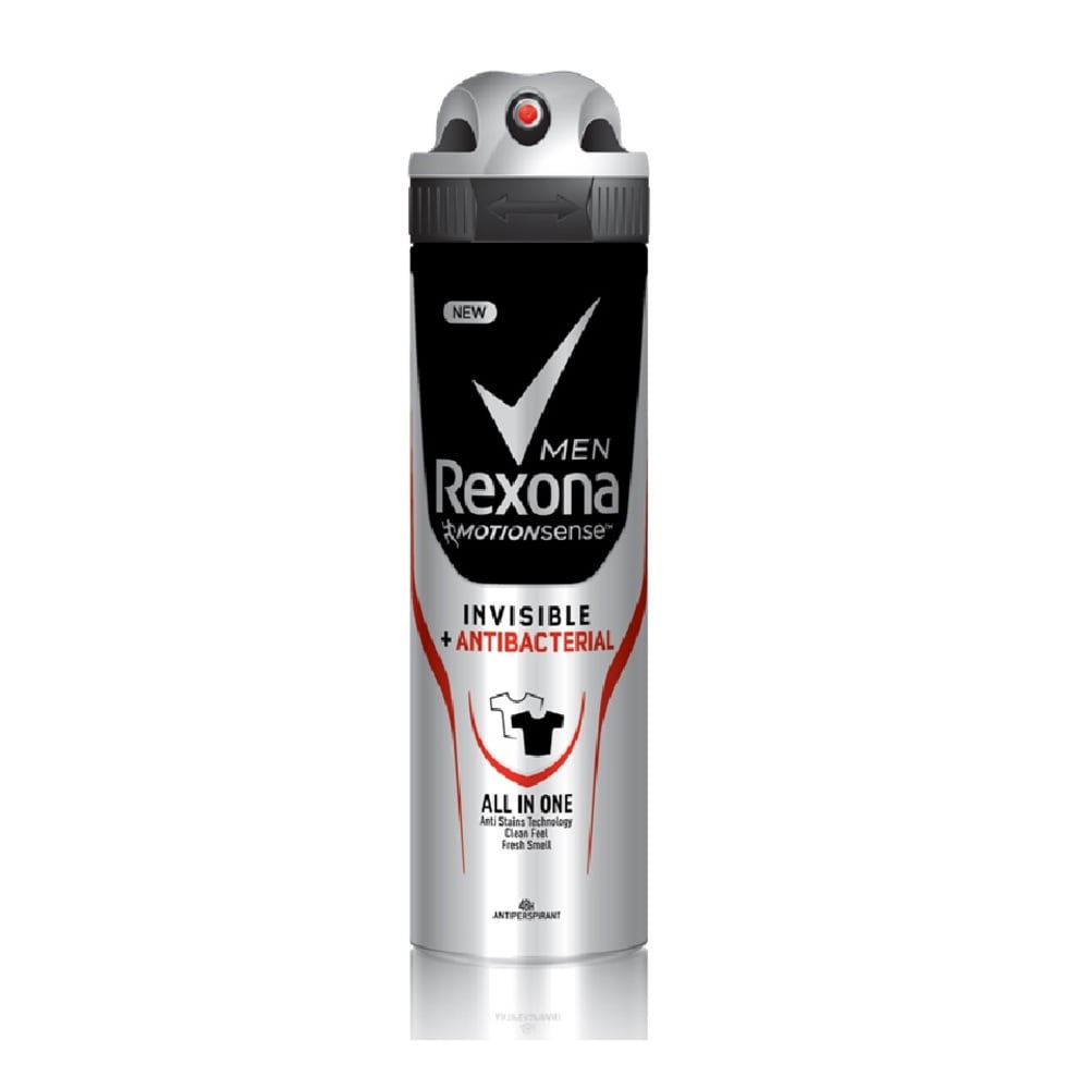 Xịt Khử Mùi Rexona Men Invisible &amp; Antibacterial Kháng Khuẩn và Ngăn Vết Ố Vàng Dành Cho Nam 150ml