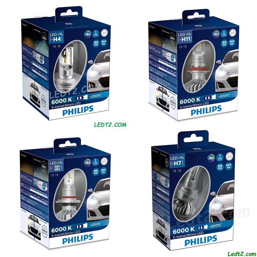 [LEDT2 ISOP] Đèn xe Philips Xtreme Ultinon LED +200% [Số lượng: 1 Bóng] [Bảo hành 2 năm]