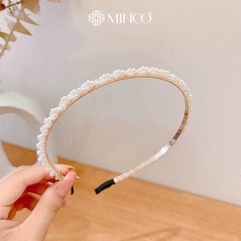 Băng đô cài tóc ngọc trắng tiểu thư Minco Accessories phong cách Hàn Quốc KT06