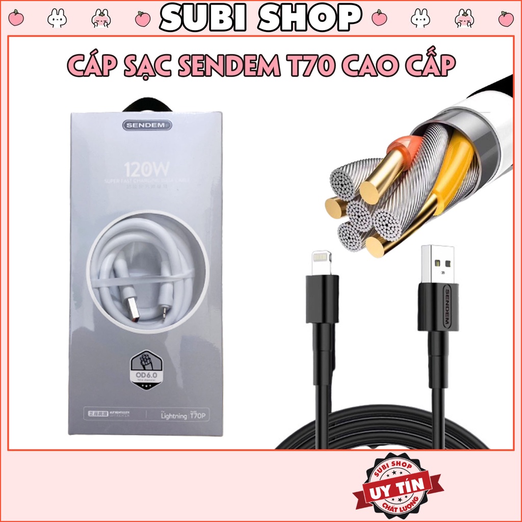 Dây Cáp Sạc ĐT Chân/Cổng Sendem T70 Hàng Cao Cấp Lõi Đồng Siêu Bền