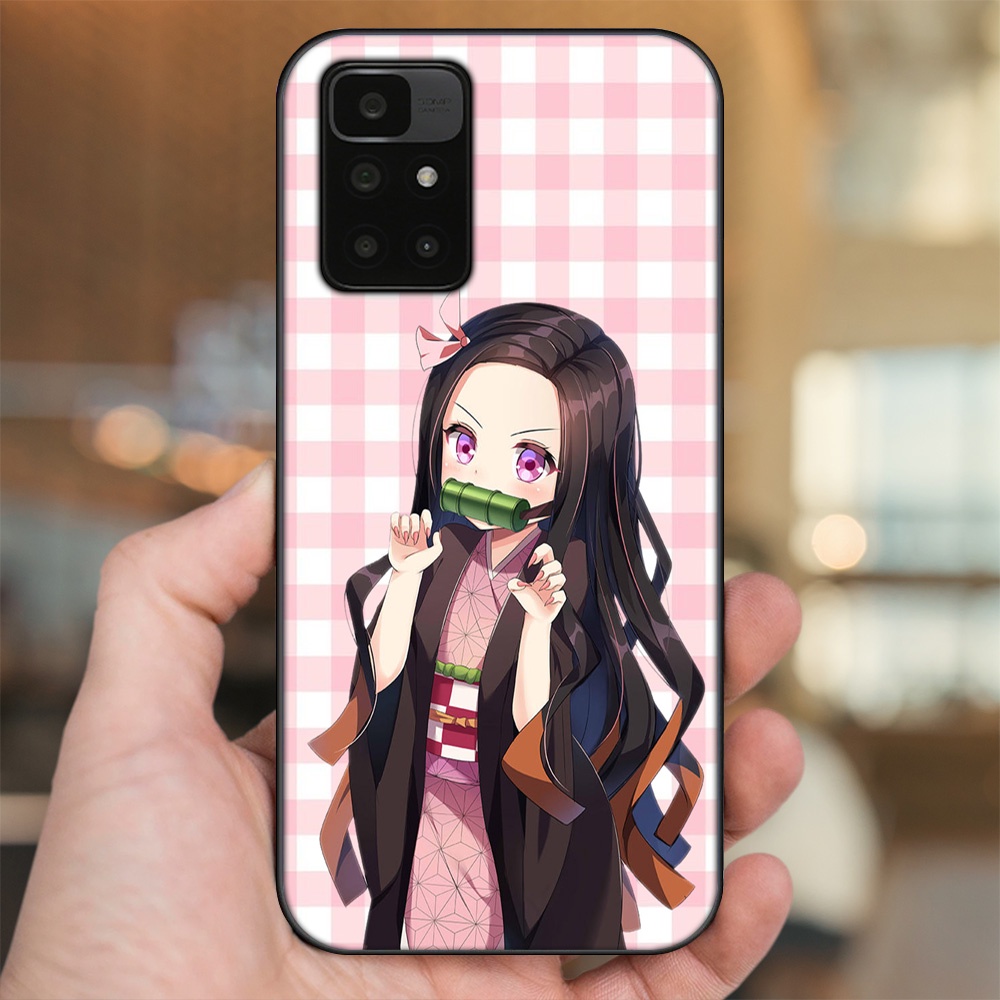 Ốp lưng Xiaomi Redmi 10 viền đen in hình Nezuko Kimetsu no Yaiba