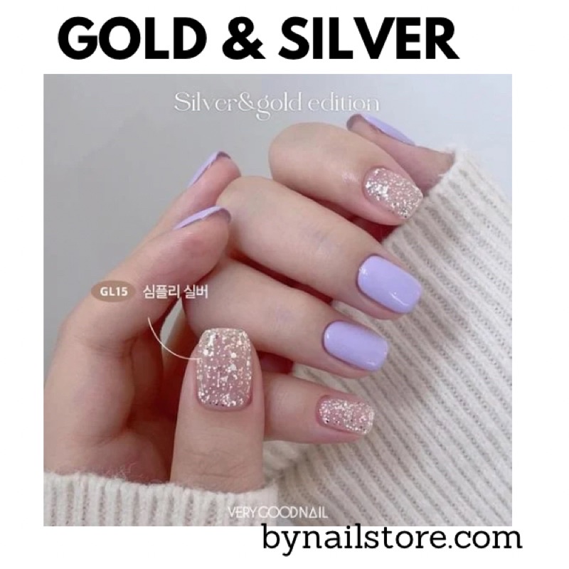 [Verygoodnail] Bộ sản phẩm sơn gel nhũ cao cấp Hàn Quốc Glitter moment collection 1 Gold &amp; Silver (6pcs)