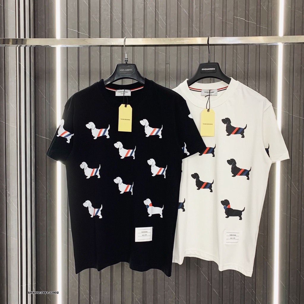 Áo Phông Nam Thom Browne In Hình Chú Chó Cực Chất - Áo Thun Cổ Tròn Nam Nữ Thom Browne Chất Cotton Cao Cấp