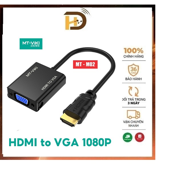 Cáp chuyển đổi HDMI to VGA Hãng MT-VIKI Hỗ Trợ Độ Phân Giải Full HD thumbnail