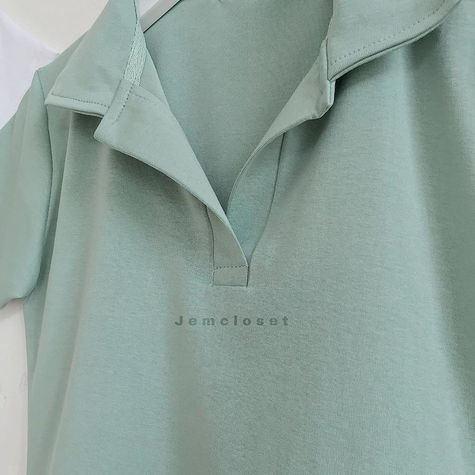 Áo Croptop Nữ Ôm Body JEMCLOSET Croptop Polo Có Cổ Kiểu Sơ Mi Thun Tay Ngắn From Rộng Cá Tính Thể Thao Nhiều Màu 1476