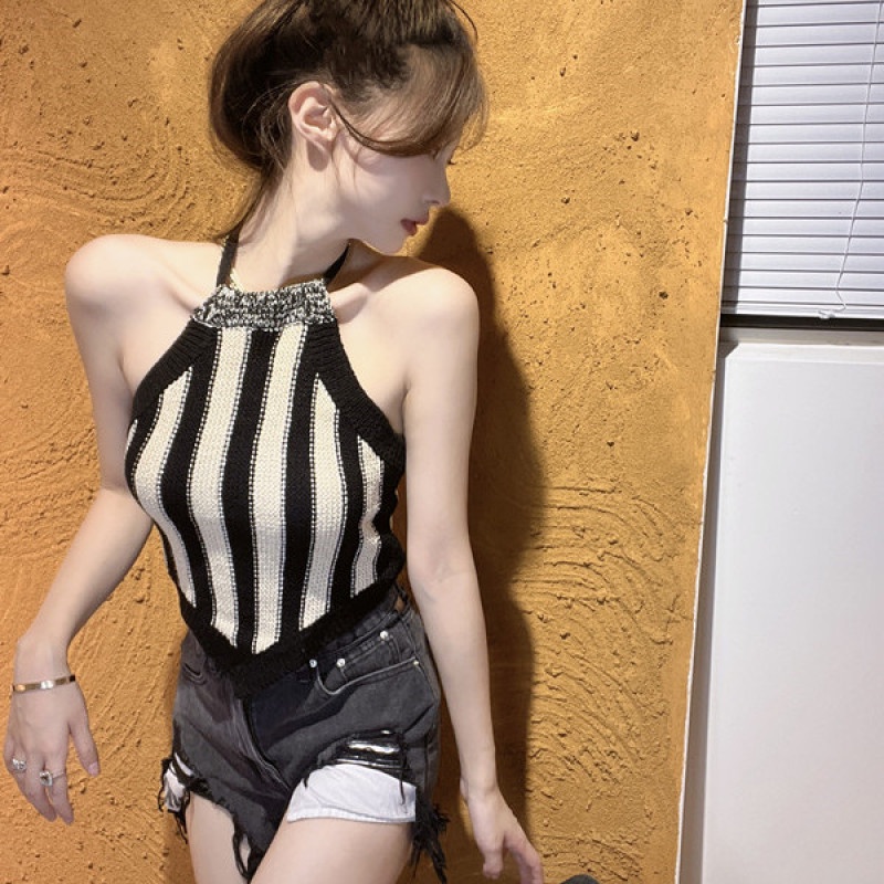 Áo Hai Dây Dệt Kim Thời Trang Mùa Thu Quyến Rũ Cho Nữ