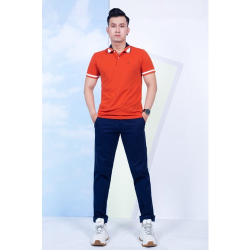 Áo Polo Nam Cổ Dệt Phối Màu Cam Cháy PL0S126 | BigBuy360 - bigbuy360.vn