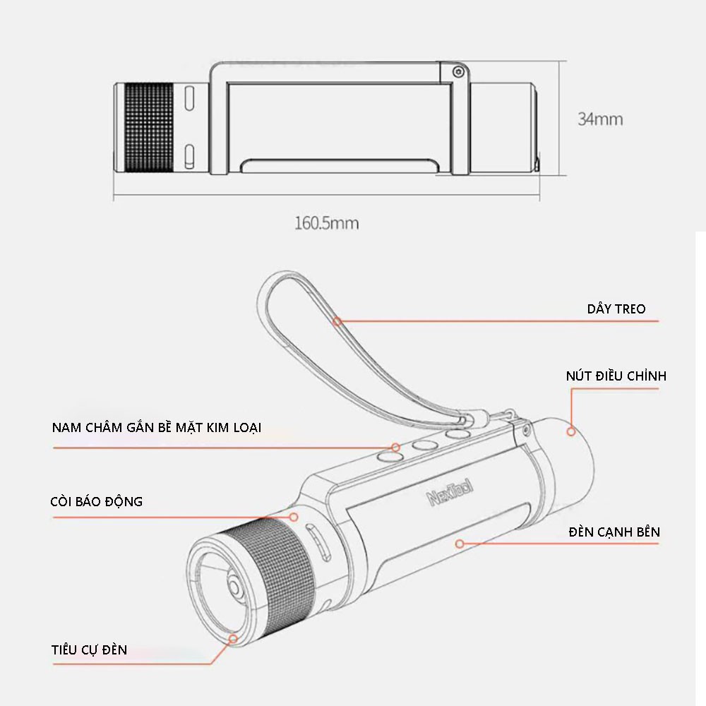 Đèn pin cầm tay đa năng Xiaomi Youpin Nextool NE20030 6 in 1 - Bảo hành 3 tháng - Shop Điện Máy Center