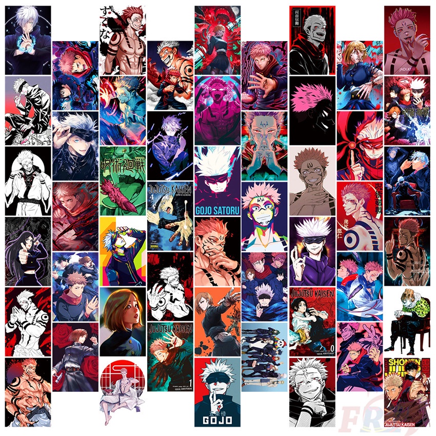 Bộ 50 miếng dán đề can hình truyện tranh Jujutsu Kaisen thời trang chống nước DIY 01