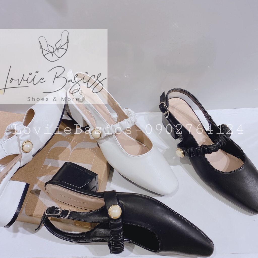 GIÀY SỤC LOVIIE BASICS - SANDAL BÍT MŨI GÓT VUÔNG 3CM - GIÀY MŨI NHỌN DÂY NGANG ĐÍNH NGỌC G211125