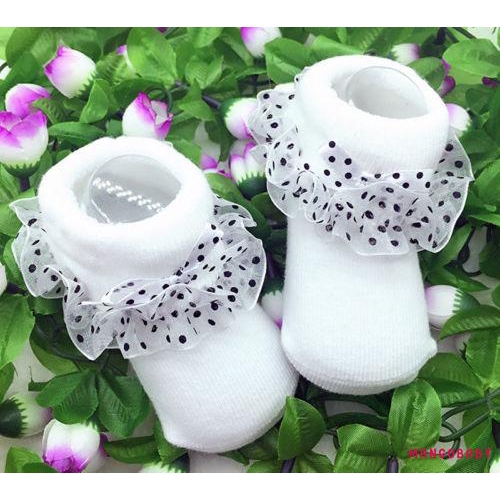 Vớ Cotton Phối Ren Xinh Xắn Cho Bé Gái Sơ Sinh