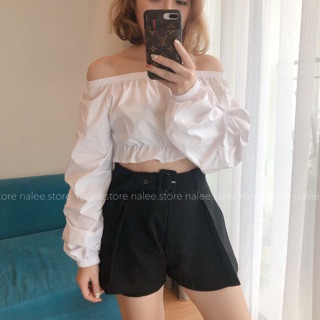 Áo trễ vai croptop tay rúm