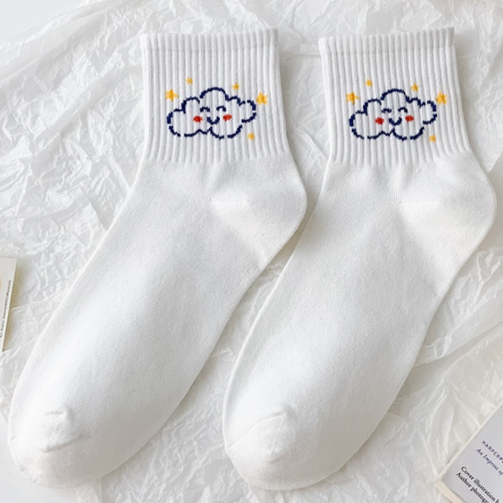 Vớ cotton cổ cao in động vật dễ thương cho nữ