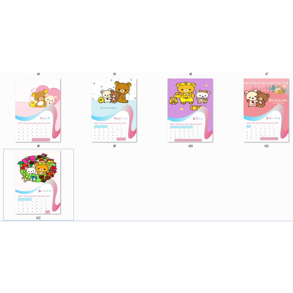 Lịch treo tường rilakkuma 2022 size A4 13 tờ LA4I8 Lịch treo tường dễ thương có lịch âm