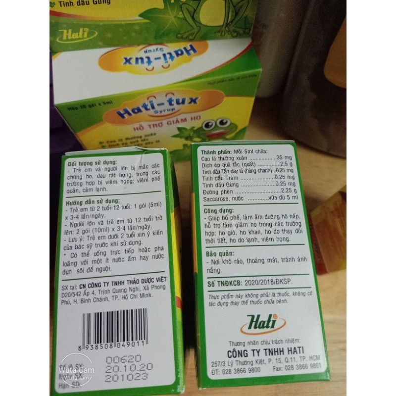 Siro ho con ếch Hati-tux surup , giảm ho, hết khò khòe, đau rát cổ họng
