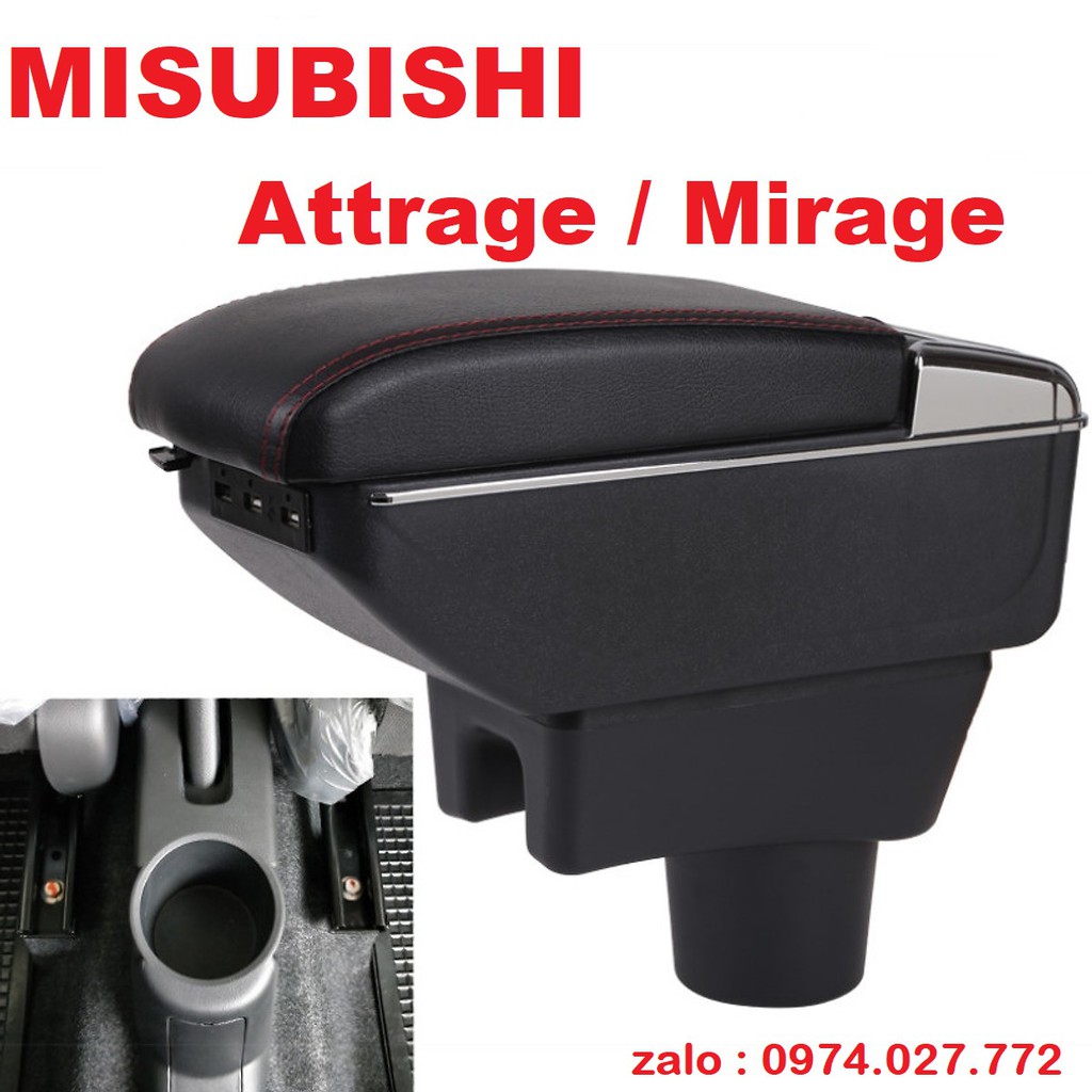 Hộp tỳ tay xe MISUBISHI ATTRAGE - MIRAGE cao cấp tích hợp 7 cổng sạc USB - Bảo hành 12 tháng