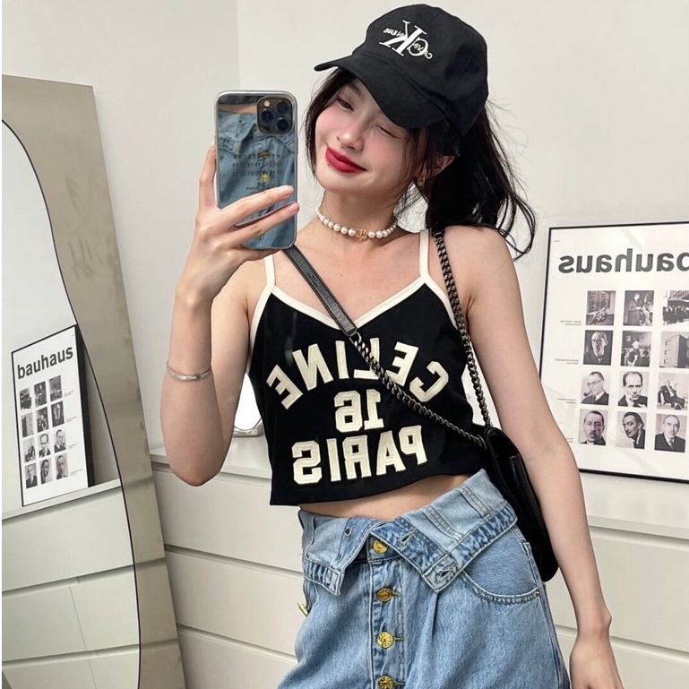 Ce 2022 Áo Vest Dệt Kim Trơn Thêu Cotton Mới