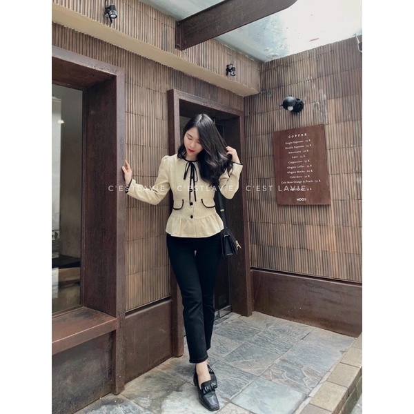 Áo dạ peplum muối tiêu