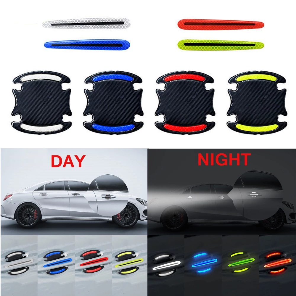 [8 Pcs/Set Scratch Protector Door Edge Guard Stickers] [Door Corner Reflective Anti-collision Self Adhesive Car Protection Strip]